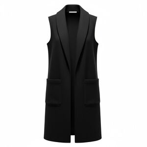 Joie Black Sleeveless Long Vest with Pockets